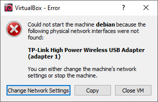 Error al iniciar la maquina virtual